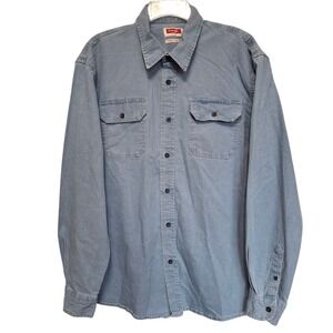 Wrangler Men's XL Shirt Flex For Comfort‎ Button Blue Denim Stretch Workwear